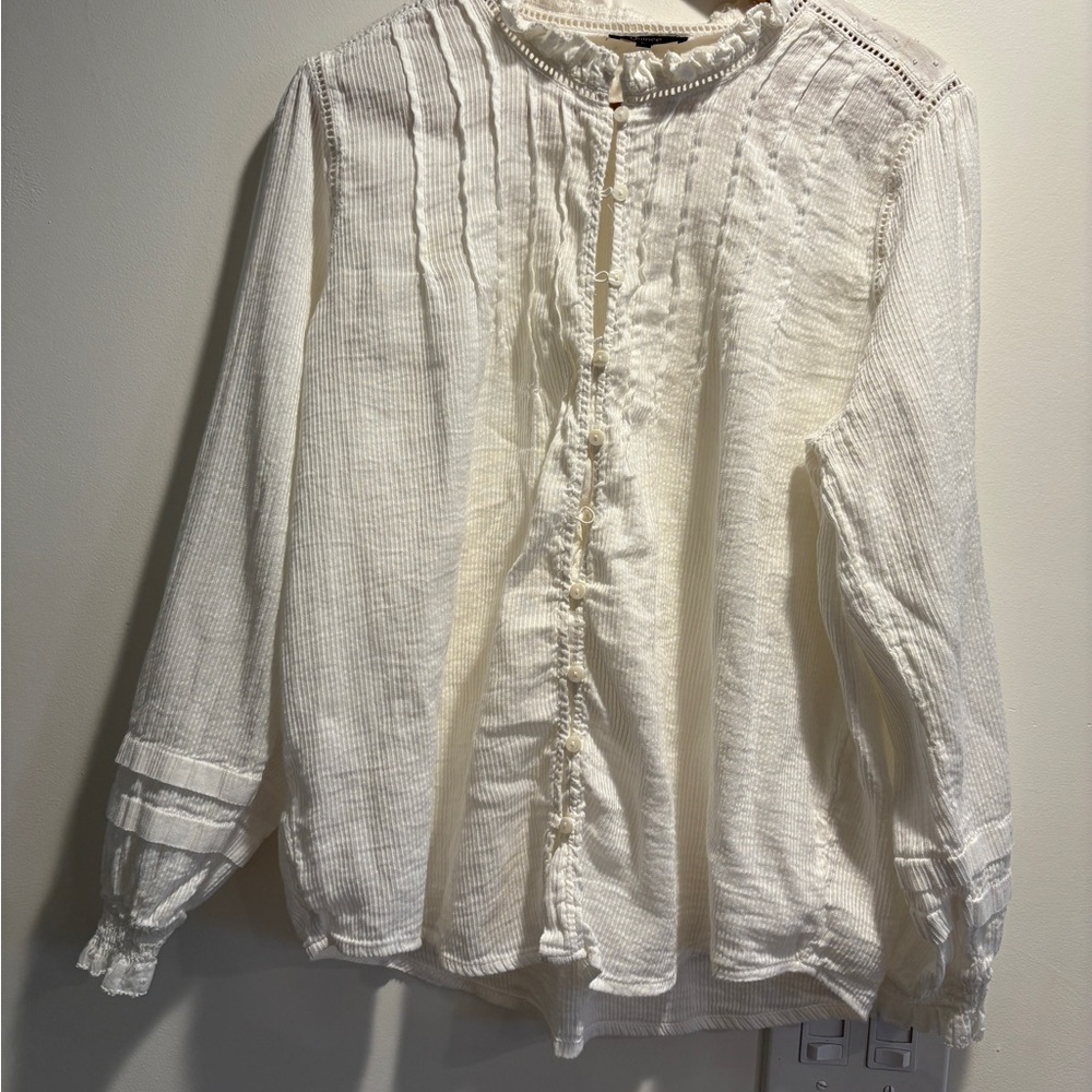 Quince Off-White Peasant Blouse